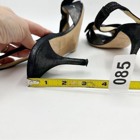 Kate Spade Metallic‎ Black Leather Slingback Stiletto Heels w/Bow Sz 9.5 B - Picture 12 of 12